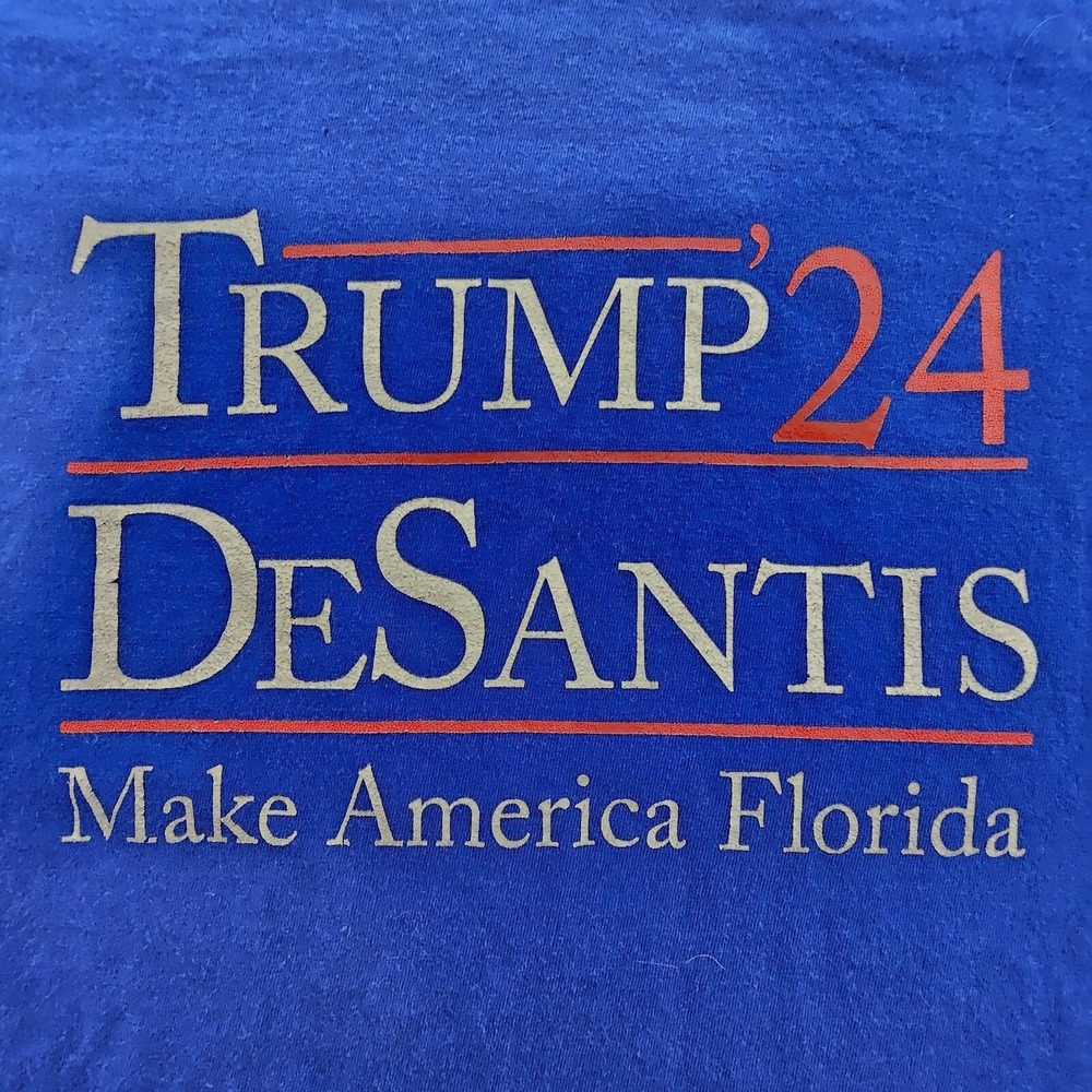 Trump Desantis Make America Florida Bllue Short Sleeve T-Shirt Women's S - Picture 3 of 8